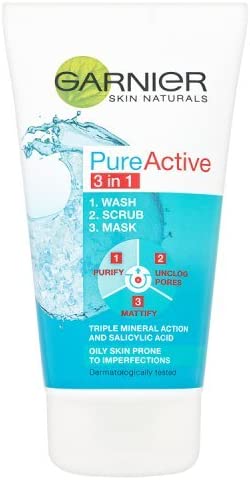 Garnier Pure Active 3 in 1 Wash, Scrub & Mask