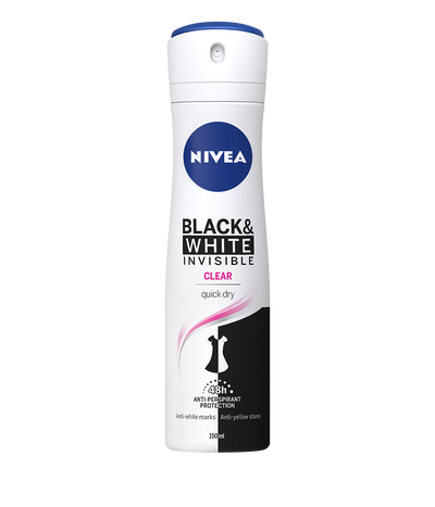 NIVEA Deodorant Spray For Women Invisible Black&White Clear