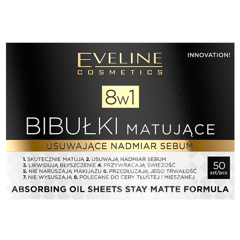 EVELINE MATTIFYING BLOTTING PAPERS 8 IN 1, 50 PCS