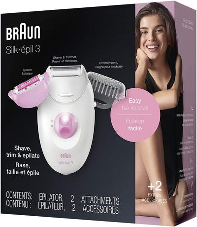 Braun Epilator Silk-epil 3 Hair Removal for Women, Shaver & Trimmer