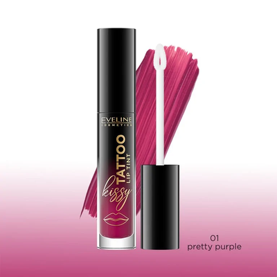 Eveline KISSY TATTOO Long-lasting liquid lipstick-01 PRETTY PURPLE