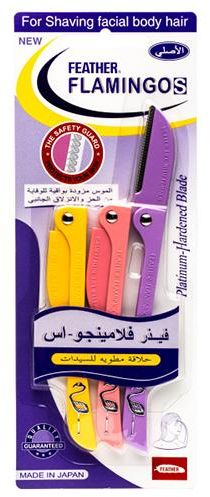Feather Flamingo Facial Touch-up Razor Pack of 3 Razors